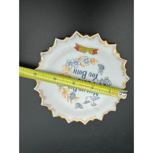 Mom & Dad I Love You Both Mini China Plate White Sands New Mexico Made in Japan - Picture 4 of 5